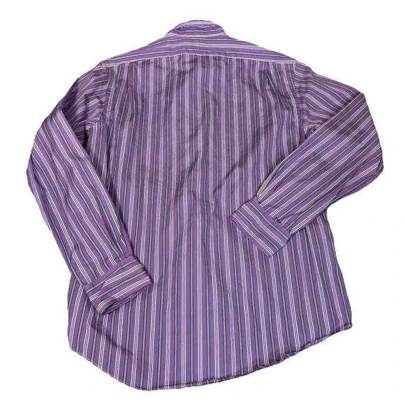 Polo Ralph Lauren Shirt Mens Size Large Purple Green Striped Green Logo Preppy - Picture 7 of 8